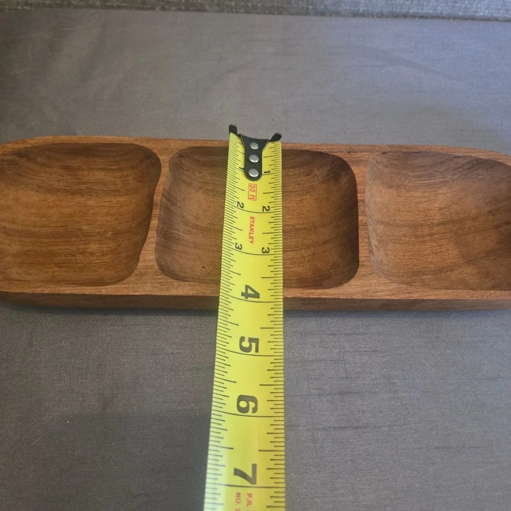 Imperial International Genuine Teak Wood 3-Section Serving Tray‎ Thailand MCM